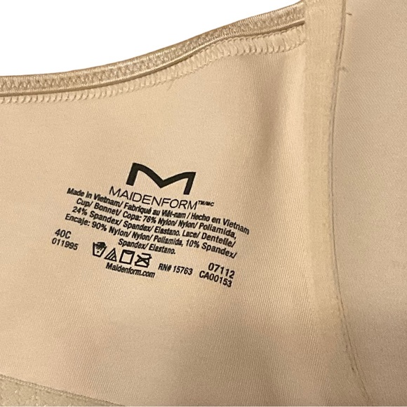 MAIDENFORM sz 40C Bra One Fab Fit #07112 Underwire Full Coverage Front Close Tan - Picture 8 of 8